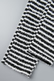 Pantalones negros informales de talla grande con patchwork a rayas