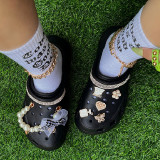 Black Casual Hollowed Out Patchwork Round Comfortable Shoes