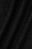 Blusas pretas sexy casuais sólidas patchwork com decote em V