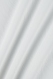 Witte casual effen patchwork frenulum V-hals lange mouwen grote maten jurken