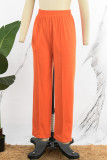 Naranja Rojo Casual Sólido Básico Regular Cintura Media Convencional Color Sólido Pantalones