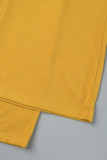 Земляно-желтые повседневные однотонные брюки с поясом, узкие обычные однотонные брюки с высокой талией