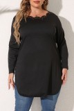 Paarsachtig rood Casual effen Basic O-hals Grote maten tops