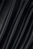 Черные уличные винтажные однотонные лоскутные платья с отложным воротником и пряжкой с длинными рукавами (поддельные два)