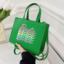 Bolsas verdes casuais com estampa de letras diárias