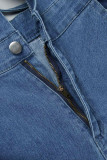 Небесно-голубые сексуальные повседневные однотонные облегающие джинсовые комбинезоны без рукавов с открытой спиной и бретельками