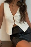 White Sexy Casual Solid Patchwork V Neck Tops
