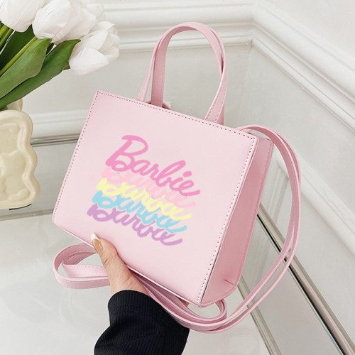 Pink Casual Daily Letter Print Bags