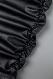 Темно-коричневые уличные винтажные однотонные лоскутные платья с отложным воротником и длинными рукавами с пряжкой (поддельные два)
