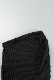 Colletto obliquo asimmetrico senza schienale solido casual nero sexy senza maniche in due pezzi