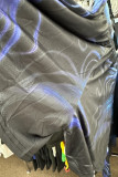 Blue Black 3D Printing Short Sleeve Casual Men's Suit