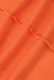 Orange Rouge Décontracté Solide Basique Régulier Taille Moyenne Conventionnel Couleur Unie Pantalon