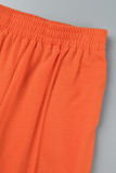 Orange-rote, lässige, solide Basic-Hose mit normaler mittlerer Taille und herkömmlicher einfarbiger Hose