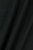 Pantalon décontracté noir uni avec ceinture, slim, taille haute, couleur unie conventionnelle