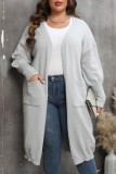Cárdigan liso informal gris, abrigo de talla grande