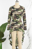 Camouflage élégant lettre léopard Camouflage imprimé Patchwork impression col rond robes irrégulières