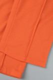 Pantaloni tinta unita convenzionali a vita media regolari tinta unita casual rosso arancione