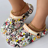 Multicolor Casual Living Graffiti Patchwork Round Comfortable Shoes