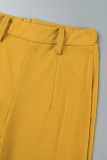 Solido casual giallo terra con cintura Pantaloni skinny convenzionali a tinta unita a vita alta
