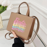 Khaki Casual Daily Letter Print Bags