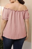 Paarsrood Casual Solid Basic Off-shoulder Plus Size Tops