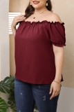 Rosa Casual Solid Basic Off the Shoulder Plus Size Toppar