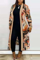 Casaco de cardigã multicolorido com estampa casual e patchwork