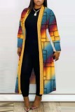 Casaco de cardigã multicolorido com estampa casual e patchwork