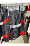 Grey Men's Plus Size Fashion Abstract Print Shorts Set