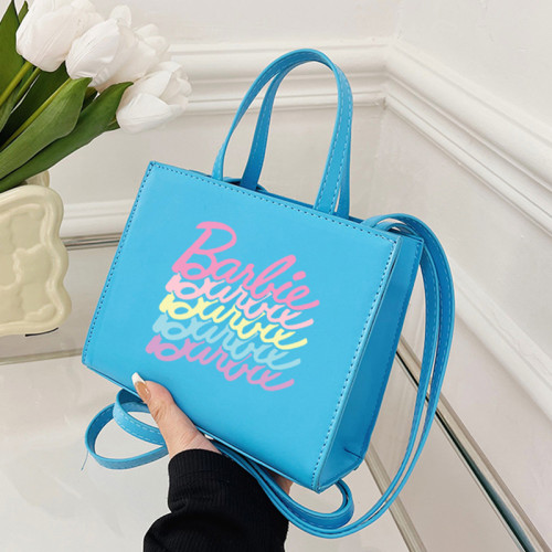 Blue Casual Daily Letter Print Bags