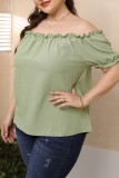 Gul Casual Solid Basic Off the Shoulder Plus Size Toppar