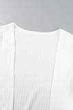 Witte casual effen patchwork O-hals, twee stukken met lange mouwen