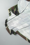 Robe imprimée léopard, lettre élégante, imprimé Camouflage, Patchwork, col rond, robe irrégulière