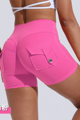 Pink Sportswear Solid Patchwork Pocket Buttons