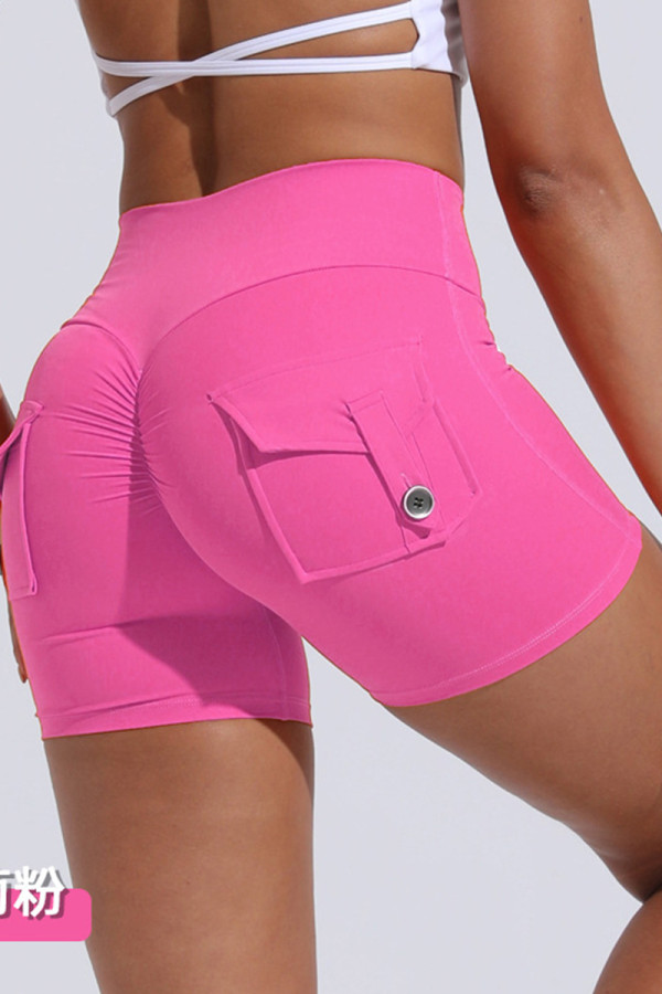 Botões de bolso em patchwork liso rosa Sportswear