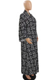 Red Casual Street Print Patchwork Cardigan Collar Plus Size Overcoat