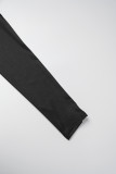 Due pezzi a maniche lunghe con scollo a lettera O con stampa casual nera