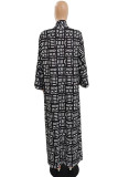 Red Casual Street Print Patchwork Cardigan Collar Plus Size Overcoat