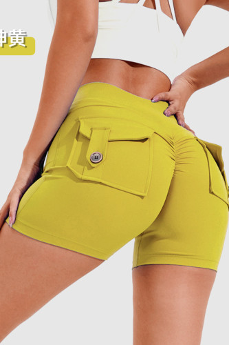 Gelbe Sportswear Solid Patchwork-Taschenknöpfe