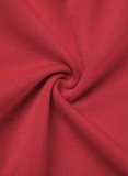 Красные Повседневные однотонные ажурные с круглым вырезом и длинным рукавом из двух частей