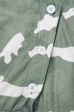 Abrikoos Casual print bandage patchwork gesp kraag grote maat jumpsuits