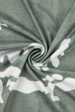 Aprikos Casual Print Bandage Patchwork Spänne Turndown Krage Plus Size Jumpsuits