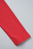 Due pezzi con stampa casual rossa patchwork lettera O collo manica lunga