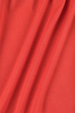 Rosso Casual Solido Patchwork Fibbia Colletto con cerniera Manica lunga Due pezzi