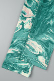 Зеленая уличная полоска с вырезом в стиле пэчворк и принтом с V-образным вырезом и запахом Юбка Платья