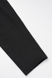 Black Street Elegant Solid Bandage Patchwork Pocket O Neck A Line Klänningar