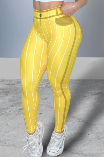 Gelbe Sportswear-Patchwork-Tasche mit Streifen