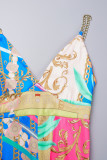 Colour Casual Daily Simplicity Mixed Printing Printing Contrast Straight Jumpsuits