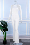 White Sexy Daily Party Elegant Patchwork Hot Drill Skinny Jumpsuits