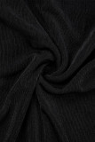 ブラック カジュアル デイリー エレガント シンプル 非対称 プリント ワンショルダー ロング ドレス ドレス